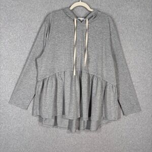 ChicSoul Ruffle Tunic Hoodie Sweatshirt 3XL Peplum Feminine Flowy Lounge Comfy‎